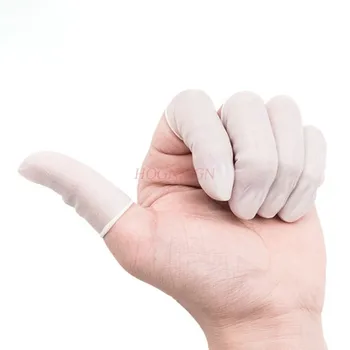100pcs Descartáveis de proteção para os dedos de proteção do trabalho do desgaste de látex grossa dedo conjunto de borracha do dedo de luva metade da metade seção mãe dedo
