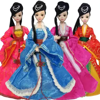 1:6 Étnico Chinês Boneca Vestidos Para Bonecas Barbie Roupas de Princesa Vestido de Festa Antiga Fantasia de Fada 1/6 BJD Acessórios Brinquedos
