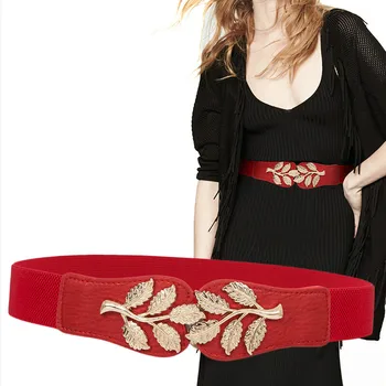 Mulheres Cinto de Elástico Apertado Cintura Vestidos de Verão Decorativos Moda padrão de Folha de mulher de banda de cintura 63*4cm