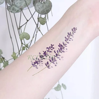 Impermeável da Etiqueta Temporária Tatuagem de lavanda, erva Falso Tatto Flash Tatoo Tatouage mão, pé, braço Para a Mulher menina mulher