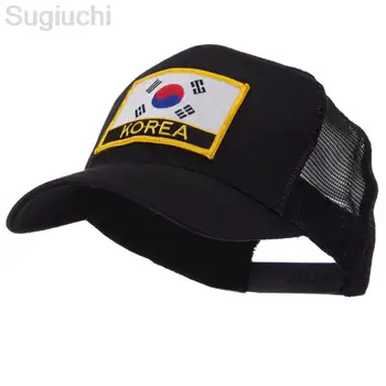Coreia Do Sul Bordado Bandeira Simples De Malha De Algodão Boné Snapback Ajustável Chapéus Mulheres Homens Hip Hop Caminhoneiro Streetwear Chapéu