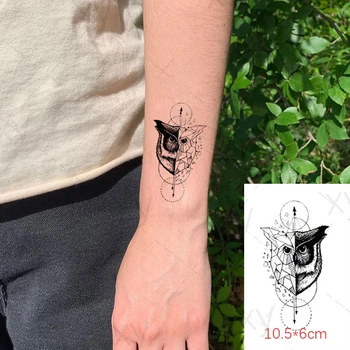 Geométrica Círculo de Diamante Tatuagem Temporária Adesivo Impermeável Arte do Corpo da Coruja-Águia Baleia Falso Tatto Flash Tatoo para Crianças, Mulheres, Homens