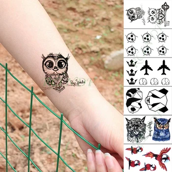 Impermeável da Etiqueta Temporária Tatuagem de coruja panda adorável animal falso tatto mão, braço, pé flash tatoo para criança criança menina homens mulheres