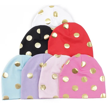 Outono e Inverno Recém-nascido Doce de Ouro Ponto de Meninas Bebê Bonnet Chapéus com Candy Color Baby Turbante Caps Elástico Caps para Bebê Meninas