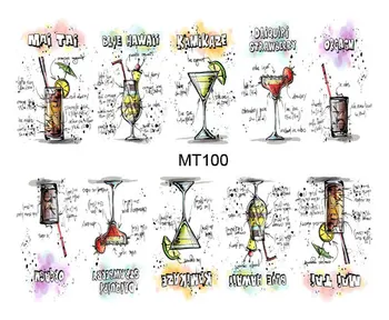 1 Folha de Unhas MT100 Carta Bebida Fresca Cobertura Completa da Arte do Prego de Transferência de Água Adesivo Decalque De Unhas Tatuagem Dicas de Unhas de Ferramentas