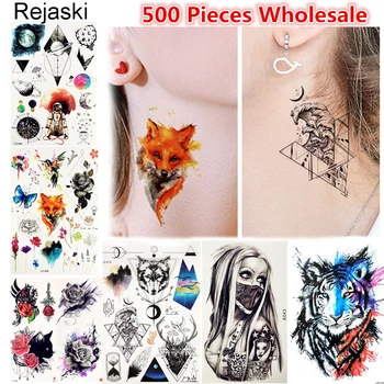 500 Peças por Atacado Aquarela da Etiqueta Temporária Tatuagem Flash Universo Geométrico Tatoo Homens Mulheres Henna Falso 3D Tattoos da Arte do Corpo