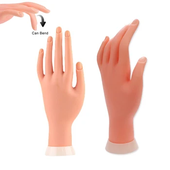 Macio Prática Mão para a Arte do Prego Acrílico UV Gel de Formação de Exibição de Modelo de Instrumentos de Manicure de Mão de Manequim para Unhas Dobrável Dedos