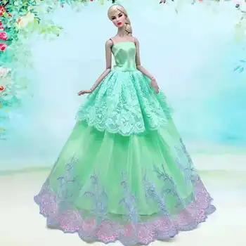 Verde Floral Laço de Casamento da Princesa Vestido de Festa Vestido da Boneca Barbie com Roupas Roupas 1/6 BJD Bonecas Acessórios Crianças Teatro de Brinquedo