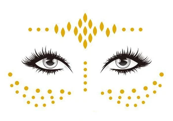 Ouro Face da Etiqueta Temporária Tatuagem de Diamante Padrão Impermeável Sardas Maquiagem dos Olhos Decalque Arte do Corpo para a Menina Garoto de 17