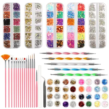 59pcs Acrílico Nail Kit Conjunto De Fresas Para Manicure jogo de escova da Arte do Prego Decorações de Todos Para Manicure Nail Kit