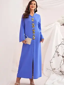 Eid Mubarak Kaftan Abaya Dubai, Turquia Islã Muçulmano Modesto Vestido Abayas Para As Mulheres Caftan Manto Arabe Longue Djellaba Femme Vestido