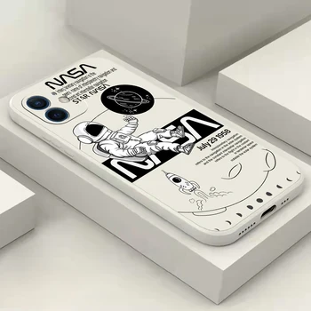Astronauta Caso de Telefone Para o iPhone 11 12 13 Pro Max 12 13 Mini XR XS Max 7 8 6 6 Além de SE 2020 5 de Silicone Unisex Smartphone Capa