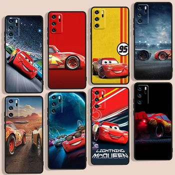 Carros Lightning McQueen Caso De Telefone Huawei P Smart Plus Z 2020 S 2021 Pro Nova 2i 3 3i 5 5T 7 7i 8 8 9 9SE Preto Iuxury Macio