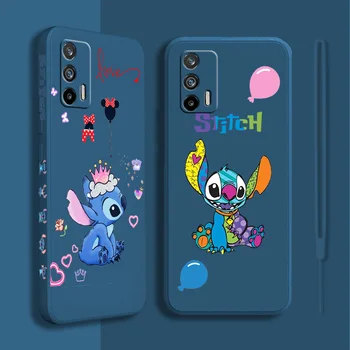 Dos desenhos animados de Disney Stitch Caso de Telefone Para Realme V23 Q5i Q3S GT Neo 3 2 X7 XT X2 C21Y C21 C17 C11 C2 Líquido Esquerda Cobertura do cabo