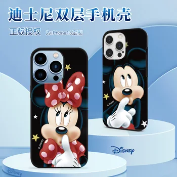 Dobro-camada dos desenhos animados do Minnie do Mickey para iPhone13promax caso de telefone celular 12 11 hard capa protetora casal xr