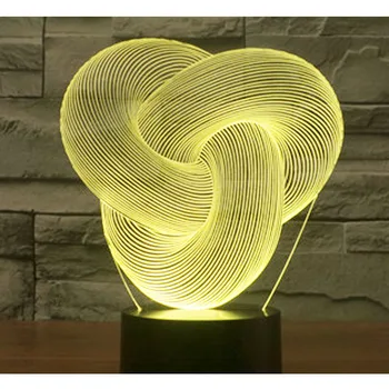 3D Noite do DIODO emissor de Luz Anel Contínuo Anel A Terceira Forma com 7 Cores de Luz para a Decoração Home Lâmpada Incrível Visualização