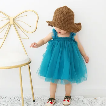 2022 Verão Quente-Vendendo A Funda De Meninas' Saia De Chiffon Vestido De Madeira Orelha Do Bebê Vestido De Princesa Pettiskirt