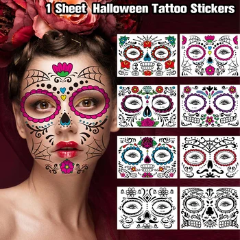 2022 Nova de Halloween Engraçado da cor do Luminoso Etiqueta da Tatuagem do Rosto Adesivo Festa do Espírito Cicatriz Etiqueta da Tatuagem do Rosto Adesivos