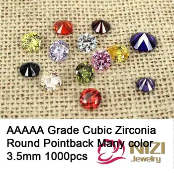 3.5 mm 1000pcs Pedras de Zircônia AAAAA Grau Brilhante Cortes de Zircônia Cúbicos de Grânulos Para a fabricação de Jóias Rodada Pointback Cúbicos de Pedra de Zircônia