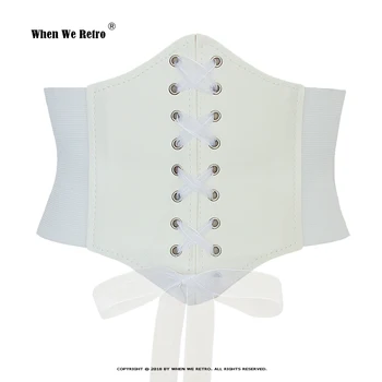 Branco Espartilho das Mulheres Laço Elegante Cinto Retrô Elástico waist cinchers estilo Gótico Espartilhos Femme Shaper do Corpo Bustier Cinto VD2631