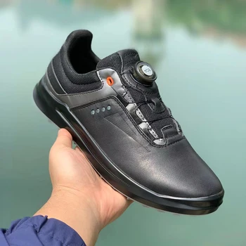 Os Homens Do Couro Genuíno Sapatos De Golfe Profissional De Golfe Veste Exterior Anti Derrapante Golfistas Sapatos De Luxo Golfistas Calçados