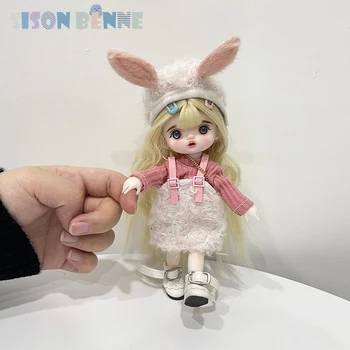 SISON BENNE 16cm 1/12 BJD Boneca de Menina Boneca de Brinquedo com Móveis Loira Perucas, Maquiagem de Rosto