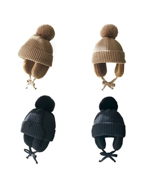Outono Inverno Crochet Baby Chapéu De Cor Sólida Meninas Meninos Cap Quente Malha Crianças Gorro Infantil Crianças Chapéus Bonnet Gorras