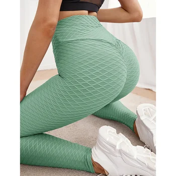 Novo Jacquard Trecho Calças de Fitness Pêssego Quadril Cintura Alta Apertadas, de secagem Rápida e de Esportes de Hip-levantamento de Fitness Yoga Calças para Mulheres