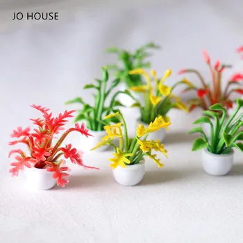 JO CASA 1PC em Miniatura Pote de Simulação do Modelo da Planta de Flor Bonsai DIY Casa de bonecas Brinquedos Acessórios de Jardim