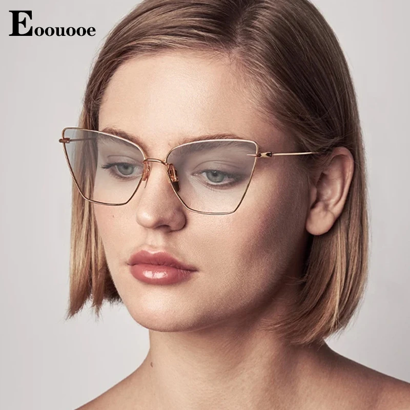 Mulheres de Óculos de Armação de Metal Gato de Óculos Retro Óptico Oculos Opticos Gafas Claro Luneta Óculos de sol Óculos de grau