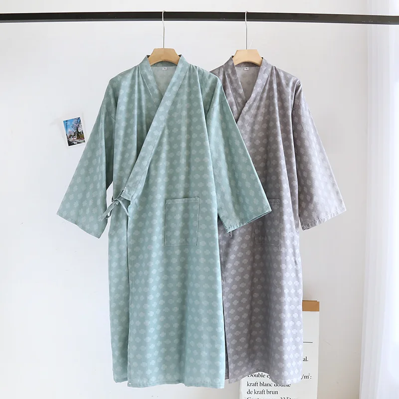 Verão de Algodão Fino da Camisola Casal Japonês Roupões de banho dos Homens Quimono Roupão Yukata Vestido Casaquinho de Impressão de Luz Vestes para a Cobertura